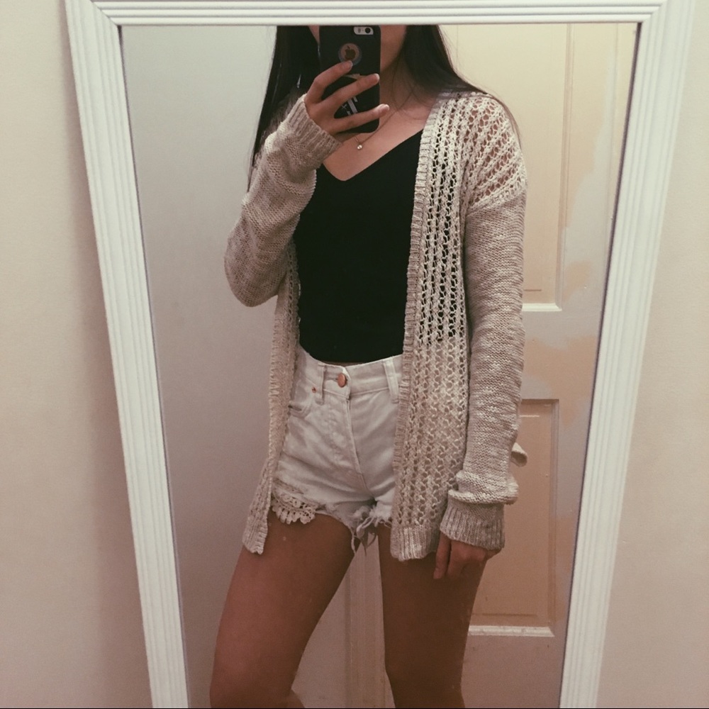 Oatmeal cream knit cardigan
